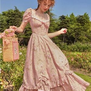 Lacemade Romantic Pink Floral Rosa Rubus Story Corset Dress